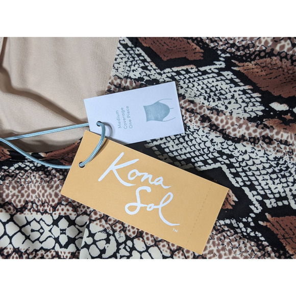 Kona Sol One Piece Swimsuit M 8-10‎ Women's Animal Print Medium Coverage Snake - Picture 8 of 10